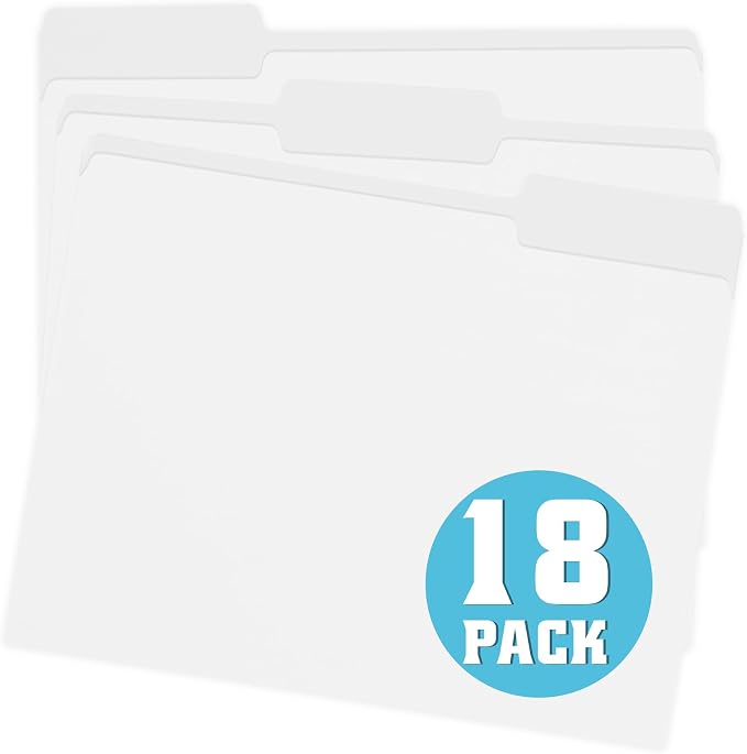 pmybupo 18pack White File Folders, 1/3 Cut Tab by pmybupo