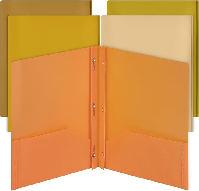 Mr. Pen- Plastic Folders with Pockets and Prongs, 5 Pack, Letter Size | Gold by MrPen
