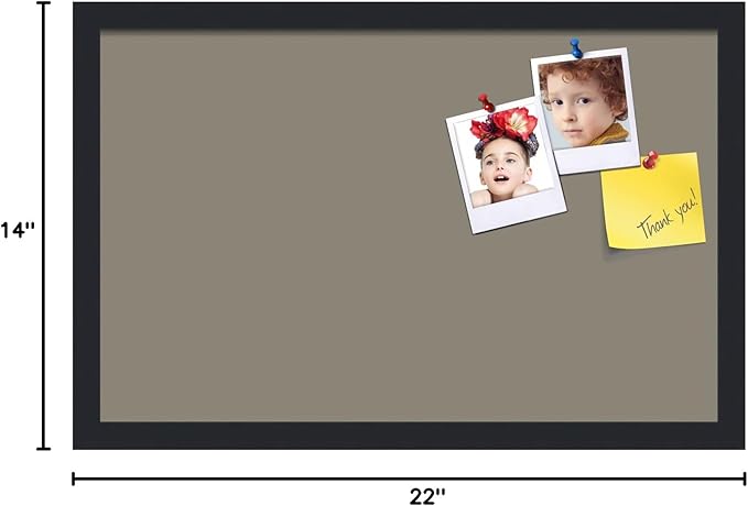 PinPix 22x14 Inch Cork Bulletin Board. This Decorative Framed Pin Board Comes with Pewter Design and a Satin Black Frame. Ideal for Home Office Decor or Message Board (PinPix-1812)-DeskLoop Office