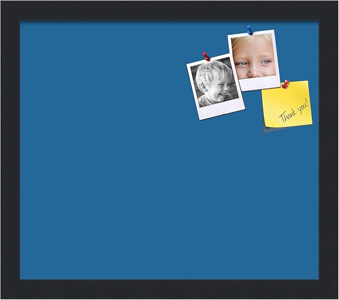 PinPix 15x13 Inch Cork Bulletin Board. This Decorative Framed Pin Board Comes with Navy Pastel Design and a Satin Black Frame. Ideal for Home Office Decor or Message Board (PinPix-1811)-DeskLoop Office