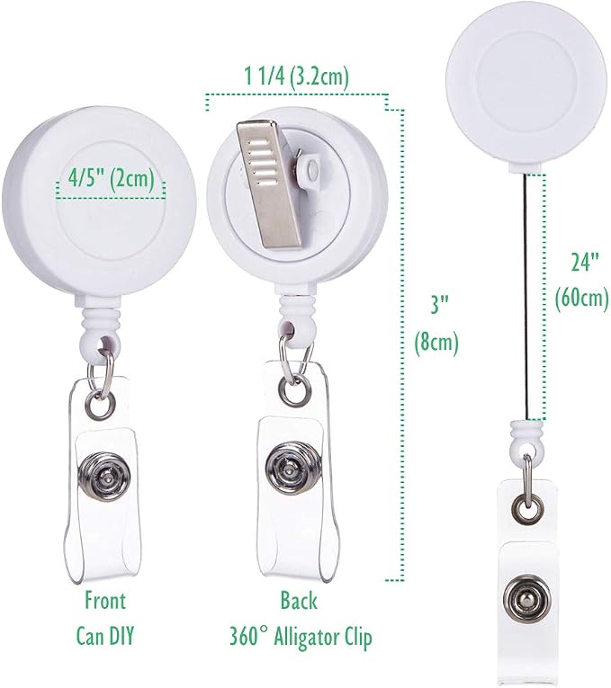QREEL - 100 Pack - White Retractable ID Name Badge Holder Reels - Image 2