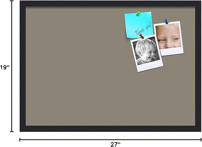 PinPix 27x19 Inch Cork Bulletin Board. This Decorative Framed Pin Board Comes with Pewter Design and a Satin Black Frame. Ideal for Home Office Decor or Message Board (PinPix-1812)-DeskLoop Office