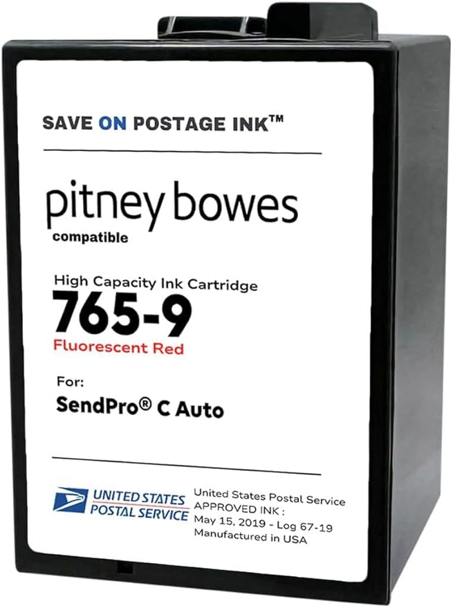 Save On Postage Ink 765-9 Compatible PB 765-9 SendPro MailStation Postage Meter Ink - Compatible PB Postage Meter Ink Cartridge for DM 300c, 400c, 450c and 475c-DeskLoop Office