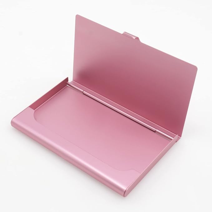 2-Pack Pink Aluminum Business Card Holder Slim Flip Pocket Case | aluminum - Image 9