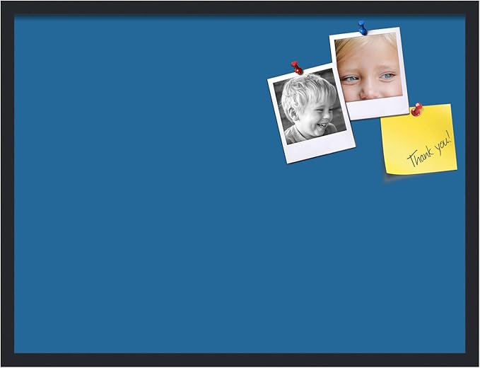 PinPix 32x24 Inch Cork Bulletin Board. This Decorative Framed Pin Board Comes with Navy Pastel Design and a Satin Black Frame. Ideal for Home Office Decor or Message Board (PinPix-1811)-DeskLoop Office