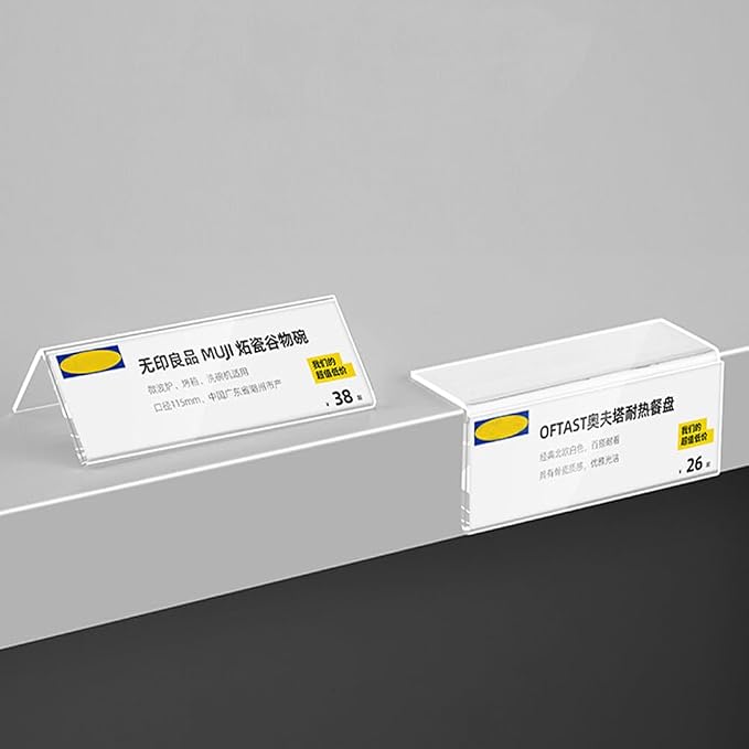 Self Adhesive Label Holder Acrylic Price Tag Displays Sign Holder L-Shape Table - Image 3