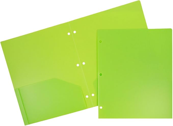 JAM PAPER Heavy Duty Plastic 3 Hole Punch Pocket Folders by JAMPaper