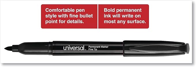 Universal UNV07074 Fine Bullet Tip Pen-Style Permanent Marker - Image 3