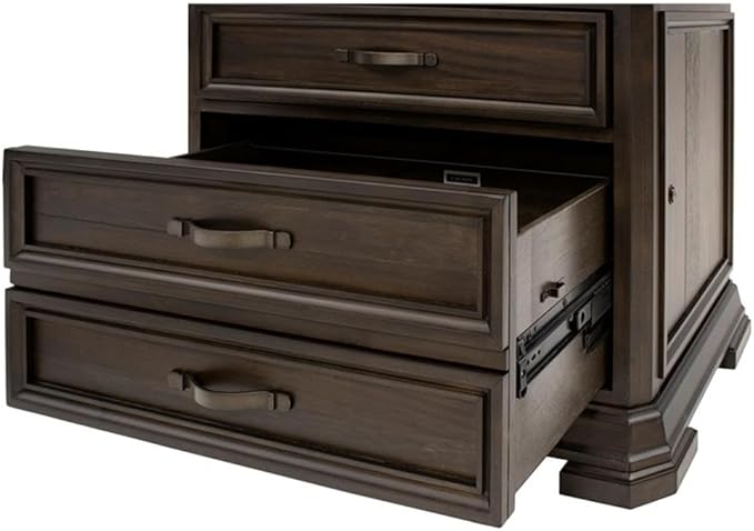 BOWERY HILL Executive Lateral File with Solid Wood Plank Top in Brown-DeskLoop Office