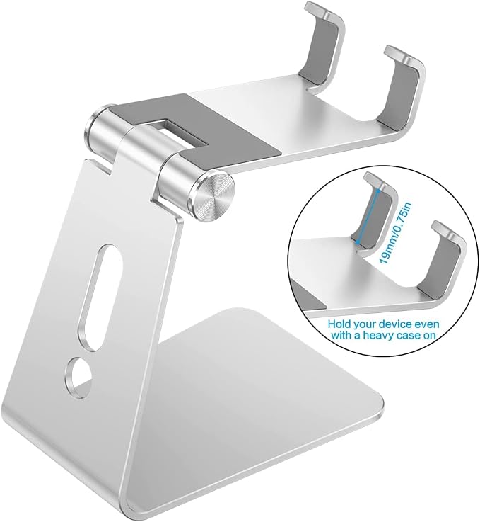 Adjustable Cell Phone Stand, OMOTON Aluminum Desktop Cellphone Stand - Image 2