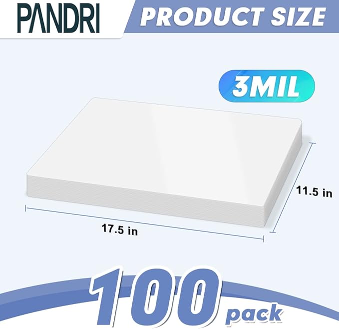 Laminating Sheets, PANDRI 100 Pack Thermal Laminating Pouches Holds 11 x 17 Inch, 3 Mil Plastic Laminator Paper 11.5 x 17.5 Inch, Clear Round Corner-DeskLoop Office