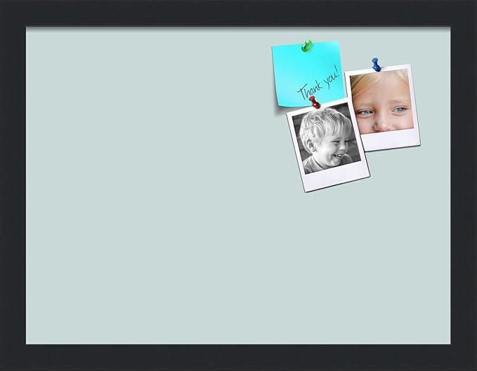 PinPix 16x12 Inch Cork Bulletin Board. This Decorative Framed Pin Board Comes with Soft Blue Design and a Satin Black Frame. Ideal for Home Office Decor or Message Board (PinPix-1814)-DeskLoop Office