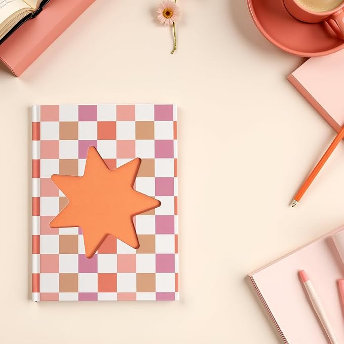 Pearhead Pink & Orange Star Cutout Hardcover Graph Notebook, 6.25x8.25 Grid - Image 6