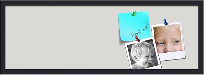 PinPix 36x12 Inch Cork Bulletin Board. This Decorative Framed Pin Board Comes with Light Stone Design and a Satin Black Frame. Ideal for Home Office Decor or Message Board (PinPix-1809)-DeskLoop Office