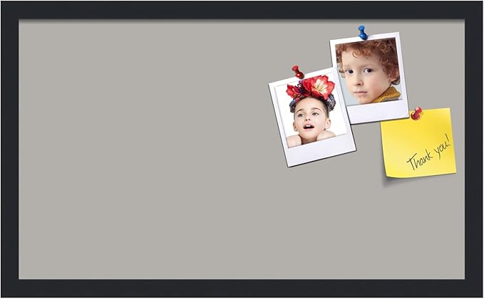 PinPix 24x14 Inch Cork Bulletin Board. This Decorative Framed Pin Board Comes with Dark Stone Design and a Satin Black Frame. Ideal for Home Office Decor or Message Board (PinPix-1808)-DeskLoop Office