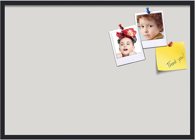 PinPix 40x28 Inch Cork Bulletin Board. This Decorative Framed Pin Board Comes with Light Stone Design and a Satin Black Frame. Ideal for Home Office Decor or Message Board (PinPix-1809)-DeskLoop Office