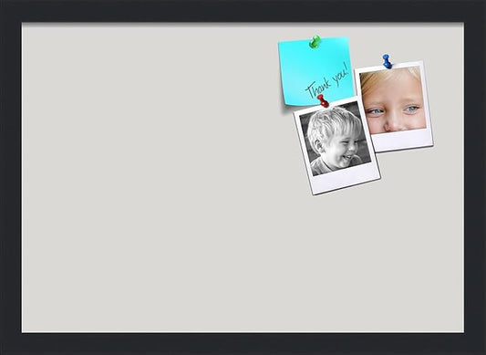 PinPix 20x14 Inch Cork Bulletin Board. This Decorative Framed Pin Board Comes with Light Stone Design and a Satin Black Frame. Ideal for Home Office Decor or Message Board (PinPix-1809)-DeskLoop Office