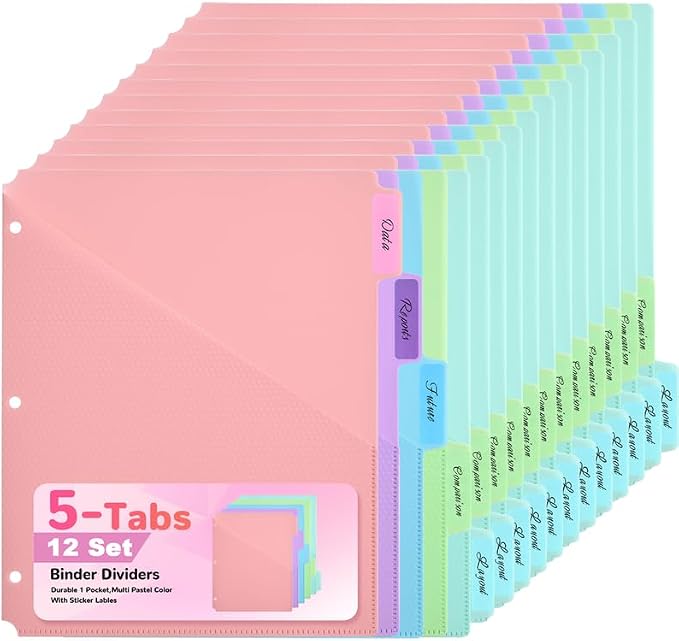 SUIN 5-Tab Binder Dividers by SuinOffice