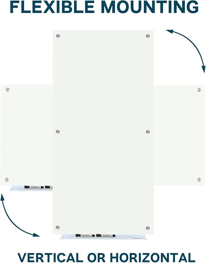 J&J worldwide Glass Dry Erase Board 6' x 4', Glass Whiteboard Magnetic, Large Frameless Glass White Boards for Walls, Includes Magnets, Marker Tray, Eraser for Office, Home, School-DeskLoop Office
