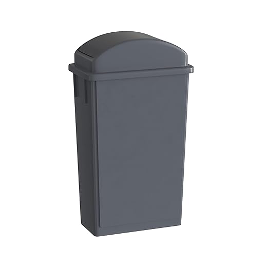 23 Gallon Gray Slim Jim Trash Can with Swing Top Lid-DeskLoop Office