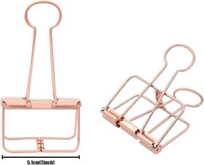 Extra Large Binder Clips 2 Inch, Big Paper Clamps Rose Gold - Image 3