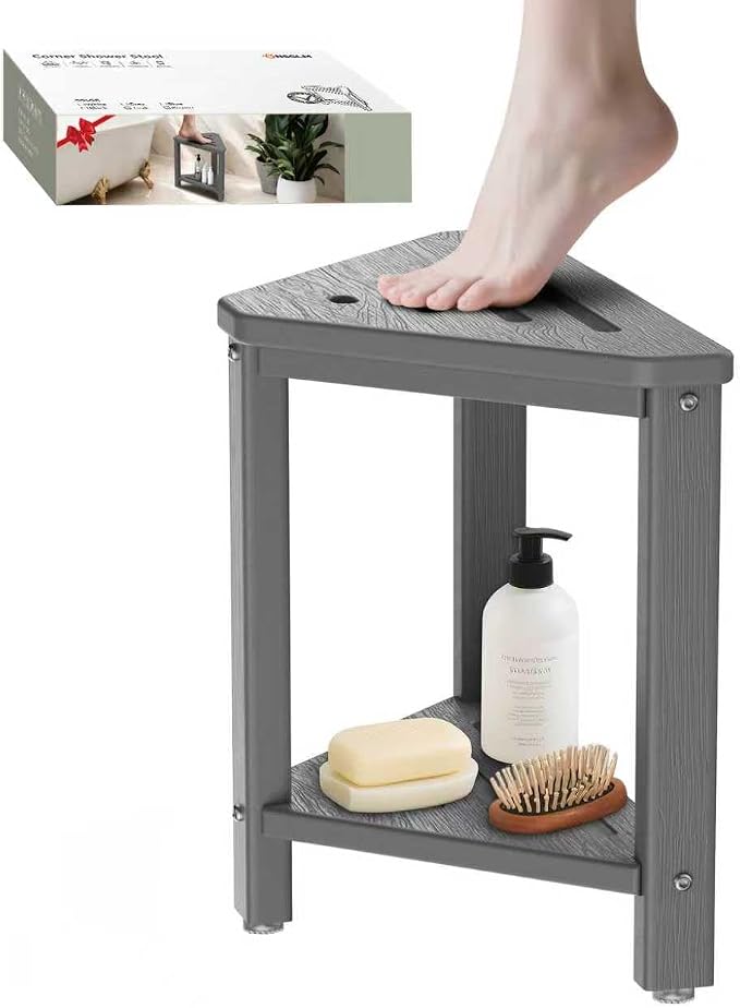 Shower Foot Rest 15in, HDPE Waterproof Shower Stool by ONSGLM