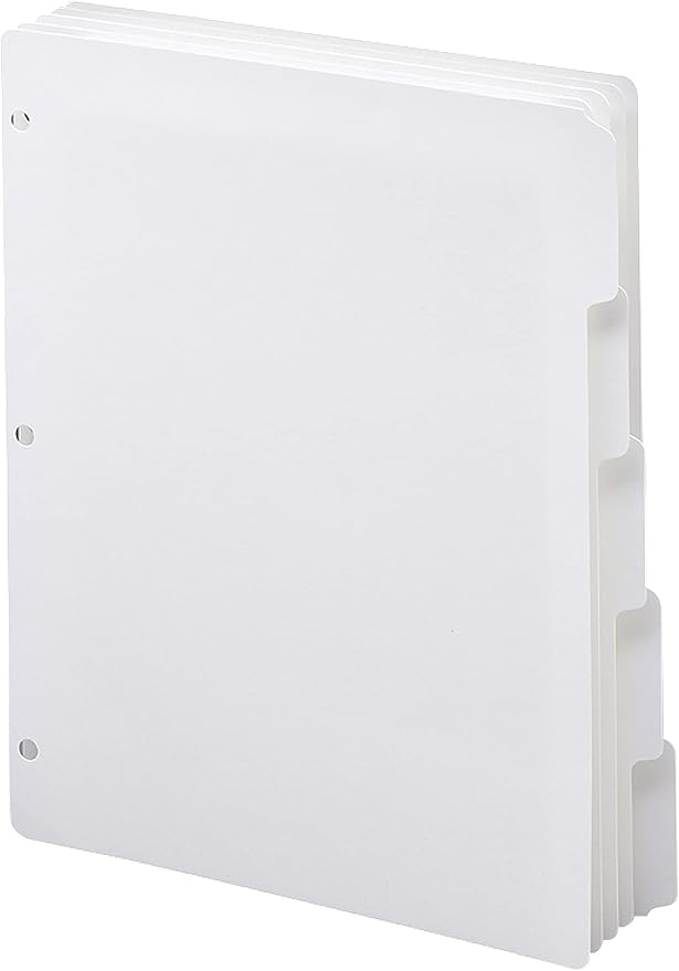 Smead 89415 Three-Ring Binder Index Divider 5-Tab White by SMEAD