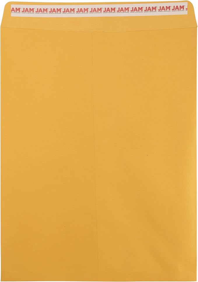 JAM PAPER 12 x 15 1/2 Open End Catalog Recycled Envelopes with Peel and Seal Closure - Brown Kraft - 100/Pack