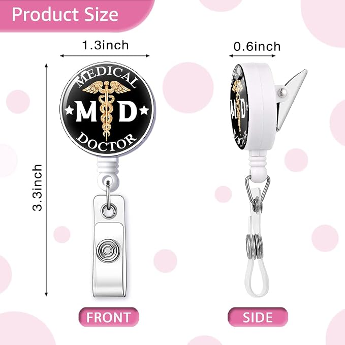 MD Medical Doctor Badge Reel Retractable - Image 2