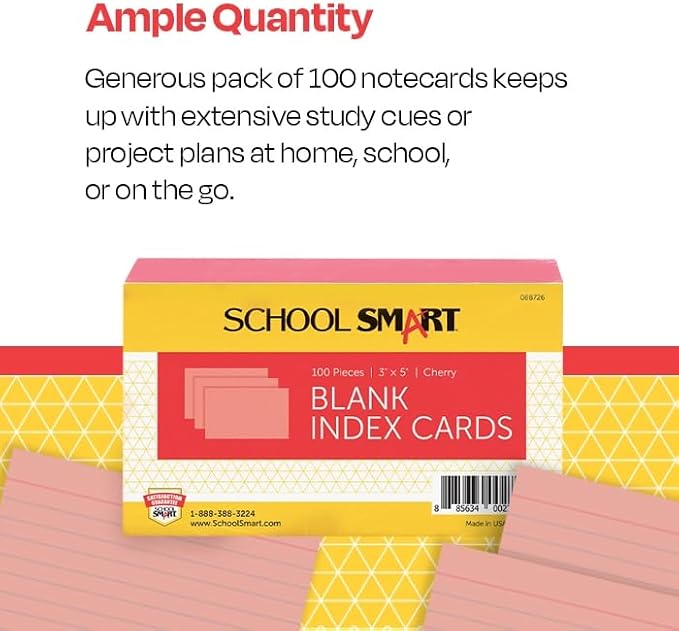 School Smart Ruled Index Cards, 3 x 5 Inches - Image 6