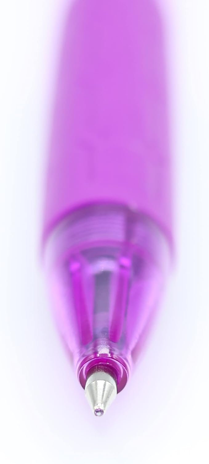 Writon Retractable Ballpoint Pens, Comfort Grip, 1.0mm Medium Point, Purple Ink, 24 Pack
