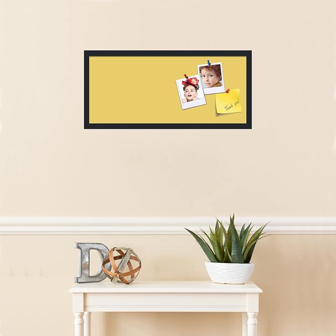PinPix 28x12 Inch Cork Bulletin Board. This Decorative Framed Pin Board Comes with Honey Pastel Design and a Satin Black Frame. Ideal for Home Office Decor or Message Board (PinPix-1810)-DeskLoop Office