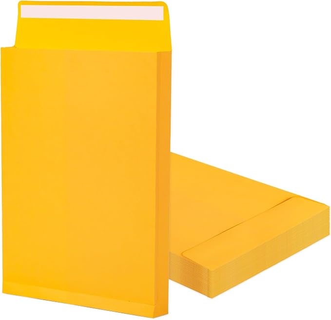 Expanding 9x12 Manilla Envelopes Self Seal 25 Pack, Goefun Large Yellow Catalog by Goefun