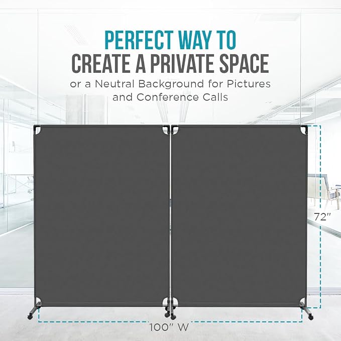 Steel-AID 100-inch Rolling Privacy Room Divider - Image 3