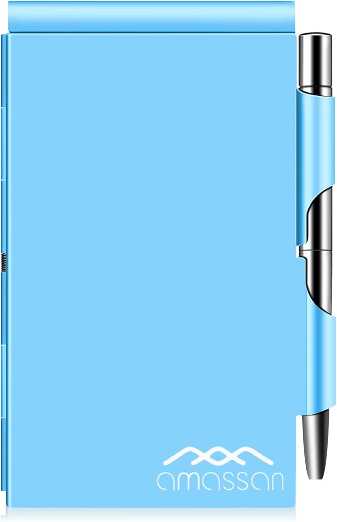 amassan Metal Pocket Notebook, Small Pocket Notepad Aluminum Note Case by AMASSAN