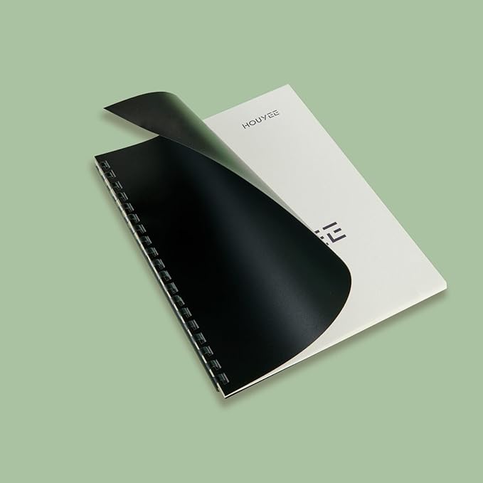 HOUYEE 180 Pack Binding Covers Set: 60 Pcs 3/8 Inch Black Binding Combs, 8.5x11 Inches, 60 Pcs 10 Mil Clear Binding Covers, 60 Pcs 12Mil Black Sand Texture, Letter Size-DeskLoop Office