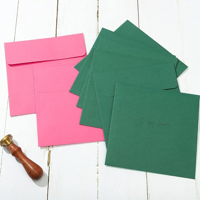 50 Pack 6 x 6 Square Envelopes Self Seal, Dark Green | - Image 7