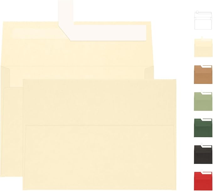 A7 Ivory Envelopes 100 Pack, Goefun 5x7 Self Seal Cream Envelopes by Goefun