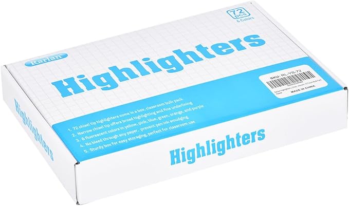 Highlighters, Chisel Tip, Assorted Fluorescent, 72 Count Bulk Pack-DeskLoop Office