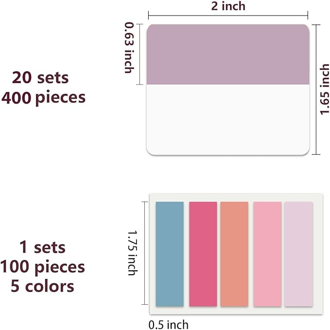 ELII 500 PCS Sticky Index Tabs 2 Inch Colorful Sticky Tabs for Notebooks, Page Markers Tabs for Binders-DeskLoop Office