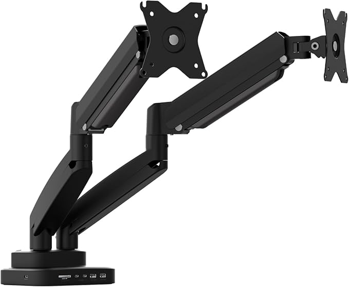 j5create Dual Monitor Mount with 10-in-1 Docking Station, Fully Adjustable Monitor Desk Stand for 2 Screens up to 32 inch, Conveniently Set Optimal Angle and Maximize Productivity (JTSA302)-DeskLoop Office
