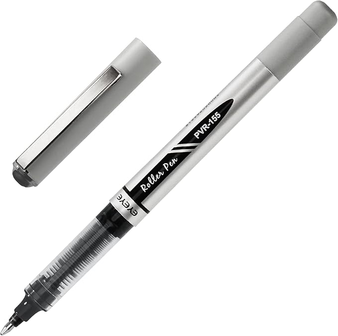 EYEYE Black Rollerball Pens 1.0mm, 8 Pack Bold Point Roller Ball Pen Quick Dry, Liquid Ink Pen Fine Point Smooth Writing Pens for Journaling, Note Taking, Office, School Supplies