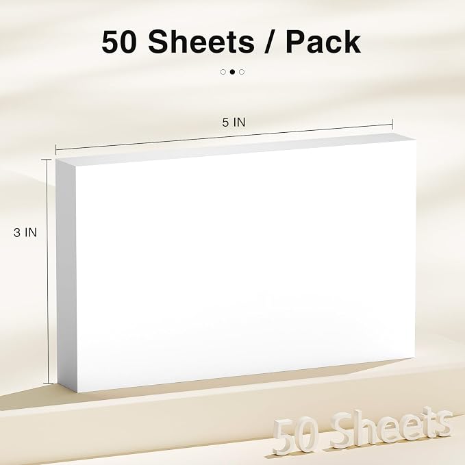300 Count Blank Index Cards 3x5 Inch White Flash Cards Colored Cardstock - Image 2