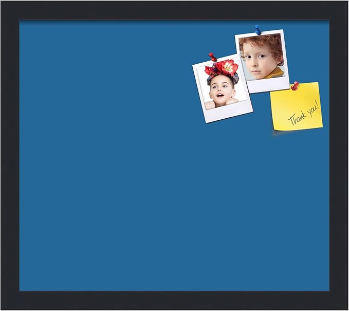 PinPix 16x14 Inch Cork Bulletin Board. This Decorative Framed Pin Board Comes with Navy Pastel Design and a Satin Black Frame. Ideal for Home Office Decor or Message Board (PinPix-1811)-DeskLoop Office