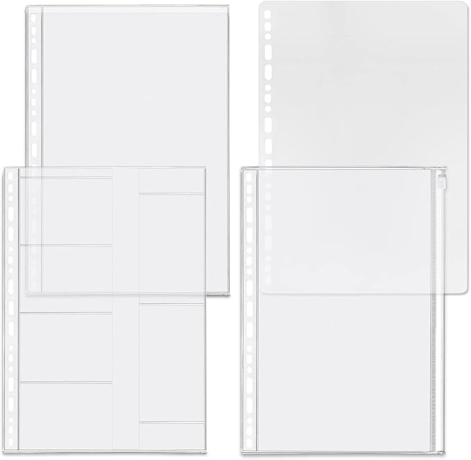4 Pack B5 19 Holes Binder Accessory Combo Set, Binder Divider Pocket Zipper by Zelten