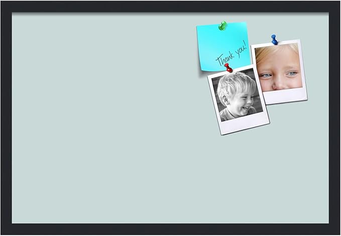 PinPix 27x18 Inch Cork Bulletin Board. This Decorative Framed Pin Board Comes with Soft Blue Design and a Satin Black Frame. Ideal for Home Office Decor or Message Board (PinPix-1814)-DeskLoop Office