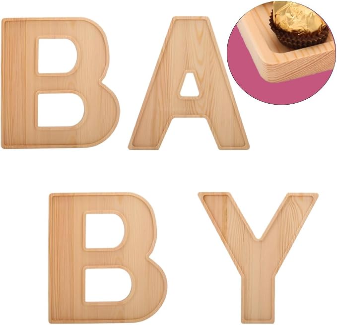 4PCS Charcuterie Letters 12” Fillable Cardboard Letters “Baby” Tray - Image 4