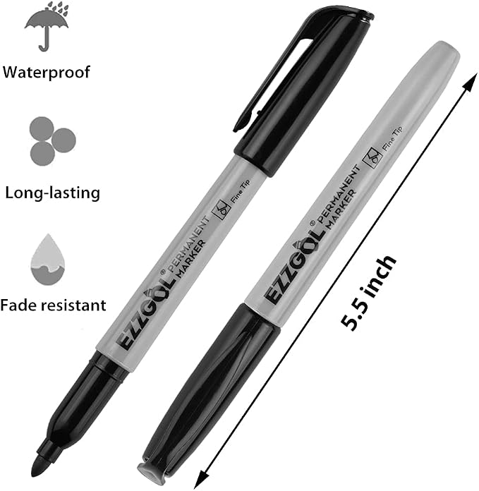 Ezzgol Permanent Markers Bulk, 72 Pack Black Permanent Marker Set, Fine Tip - Image 3