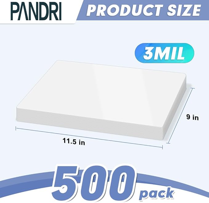 Laminating Sheets, PANDRI 500 Pack Thermal Laminator Pouches Holds 8.5 x 11 Inch, 3 Mil Clear Laminator Paper 9 x 11.5 Inch, Letter Size-DeskLoop Office