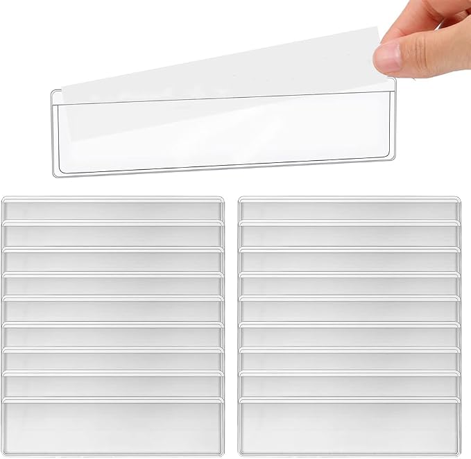 60 Pack Clear Self Adhesive Label Pockets, 4 x1 Inch Label Holders Index Card by IheDovb